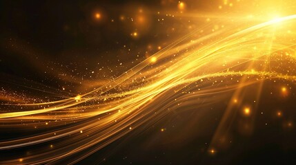 Fototapeta na wymiar Abstract golden lines background with glow effect, flare light background