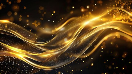 Abstract shiny color gold wave design element, flare light background