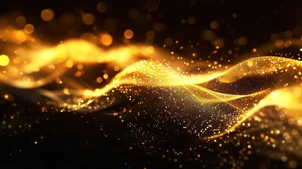 Zelfklevend Fotobehang Abstract shiny color gold wave design element, flare light background, © INK ART BACKGROUND