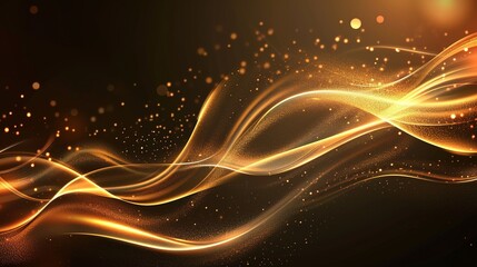 Abstract shiny color gold wave design element, flare light background, - obrazy, fototapety, plakaty