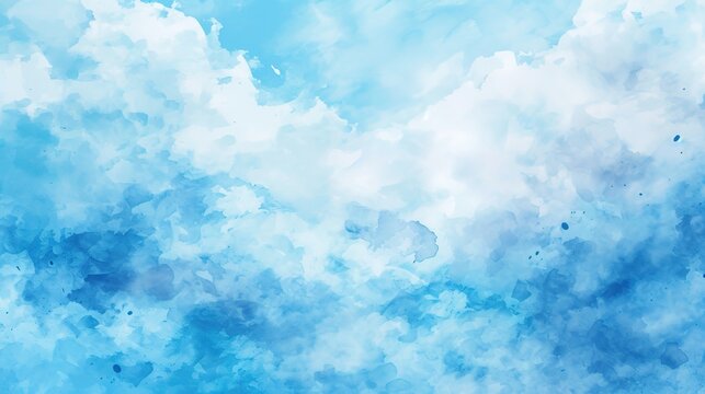 Blue sky watercolor background, texture paper, flare light background