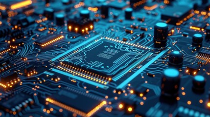 Obraz premium Circuit board. Technology background. Central Computer Processors CPU concept. Motherboard digital chip
