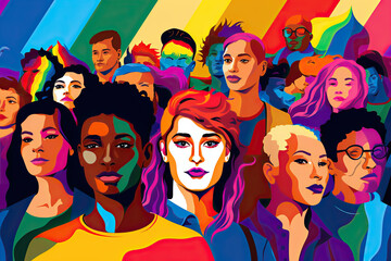 Fototapeta premium LGBT Pride Pop Art: Celebrating Diversity with Vibrant Illustrations and Textures