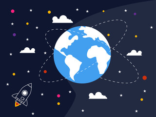 Naklejka premium Earth planet. Outer space and astronaut vector illustrations.