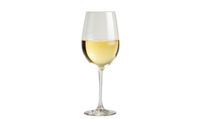 Wineglass with white wine isolated on transparent and white background.PNG image