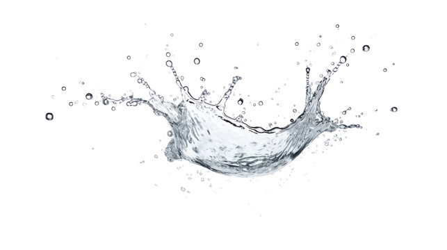 blue water splash isolated on transparent and white background.PNG image	