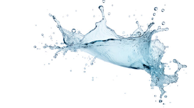 blue water splash isolated on transparent and white background.PNG image	