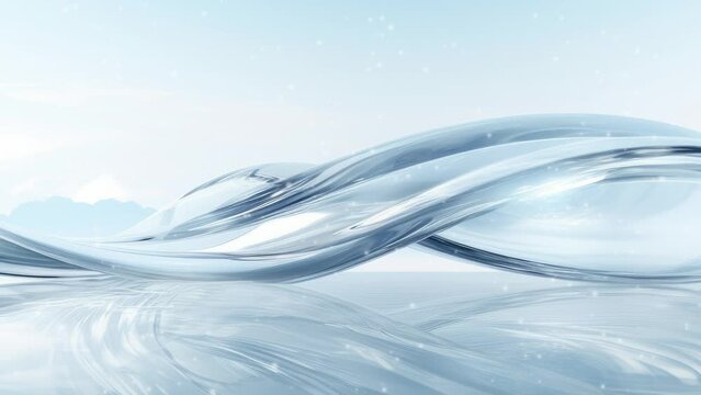 Twisting water band Cold transparent summer atmosphere Abstract, elegant and modern 3D rendering image like water. 3d render and snow png like style