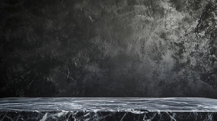 empty grey marble tabletop with dark black cement stone background - obrazy, fototapety, plakaty