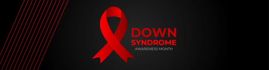 Tuinposter Down Syndrome awareness month is observed every year in October, it is a condition in which a person has an extra chromosome they are small packages of genes in the body. banner, cover, poster. vector © Umar