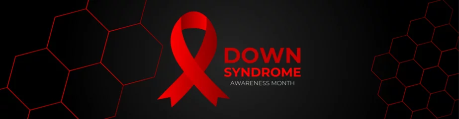Schilderijen op glas Down Syndrome awareness month is observed every year in October, it is a condition in which a person has an extra chromosome they are small packages of genes in the body. banner, cover, poster. vector © Umar