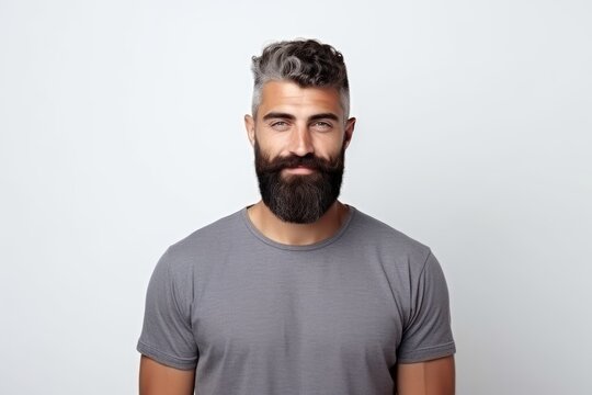 Bearded Man in Gray Shirt