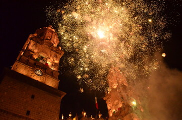 Fireworks at Morelia Cathedral 