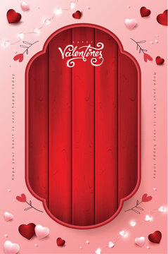 Happy Valentine's day banner background with Retro wood sign background