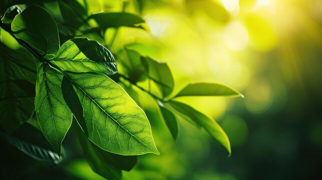 Nature of green leaf in garden at summer. Natural green leaves plants using as spring background cover page environment ecology or greenery wallpaper,