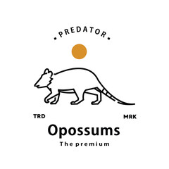 vintage retro hipster opossums logo vector outline monoline art icon