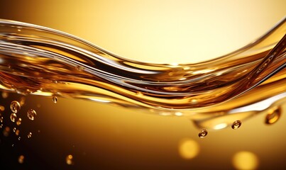 clear wavy oil background with golden yellow color. generative AI