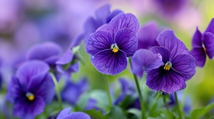 purple pansies flower background - obrazy, fototapety, plakaty