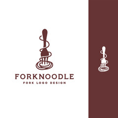 Fork noodle restaurant vintage design logo flat minimallist