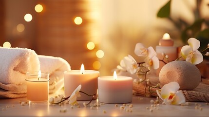 Soft candlelight illuminates a serene spa setting, promising relaxation and rejuvenation
