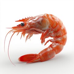 a shrimp icon, miniature, minimalism, clay, smooth, white background