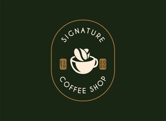 Signature coffee shop logo. Vintage Coffee Shop Logo Design