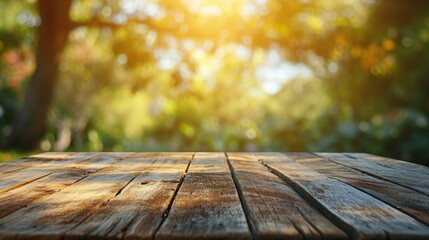 table top on blurred nature background,Space for placing products