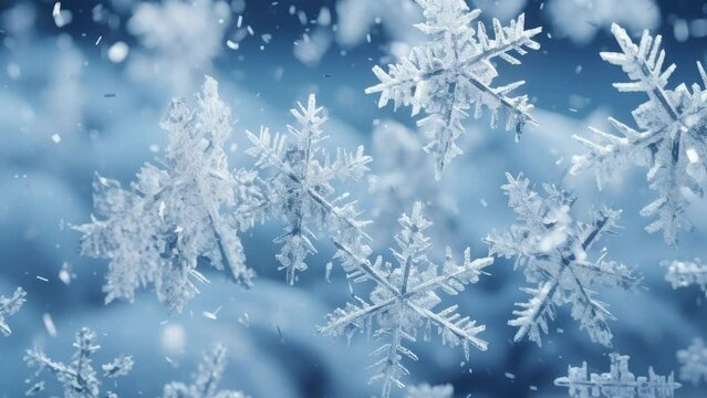 Dancing Snowflakes: Enthralling 3D of Falling Christmas Snow Crystals. 3d render and snow png like style