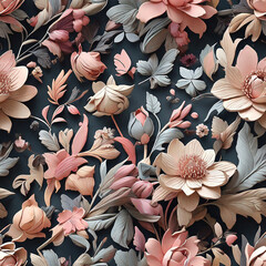 seamless pattern of beautiful flowers with pastel colors