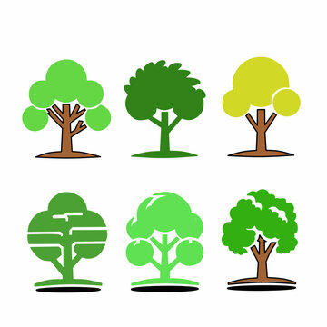 Collection of green tree vector icons