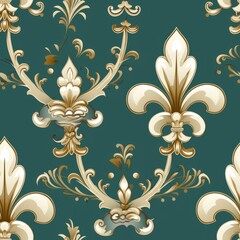 Fleur De Lis Pattern, abstract pattern, sweet color seamless pattern design, for packing paper, fabric print and banner backgrounds. - obrazy, fototapety, plakaty
