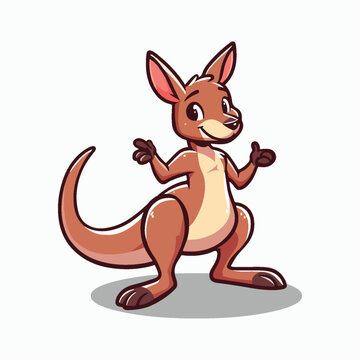 Adorable happy kangaroo standing vector cartoon illustration