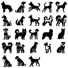 set of dog silhouettes