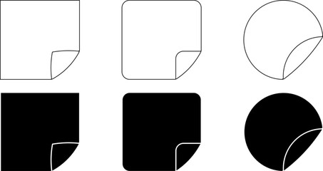 outline silhouette adhesive folded icon set - obrazy, fototapety, plakaty