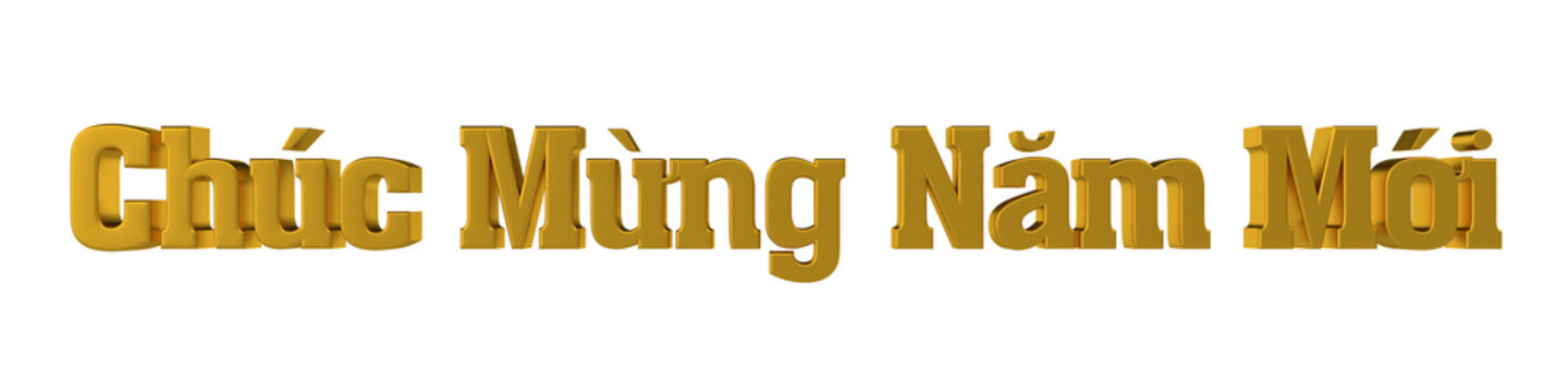 Chúc Mừng Năm Mới gold text in 3d rendering isolated