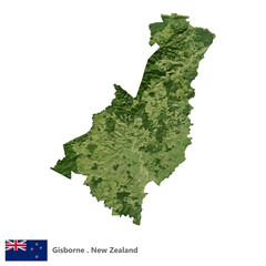 Gisborne, Region of New Zealand Topographic Map (EPS)