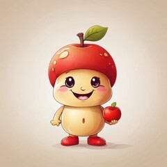 Cute Funny apple character isolated . Vector illustration.
