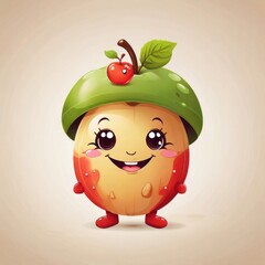 Cute Funny apple character isolated . Vector illustration.
