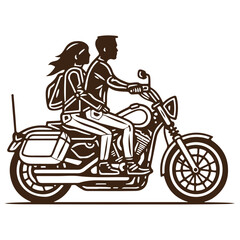 Fototapeta na wymiar couple lover riding motorcycle-2