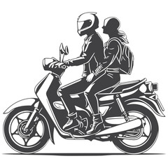 Naklejka premium couple lover riding motorcycle-1