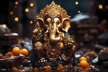 Ganesha with glowing lights