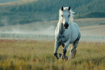 Majestic horse galloping across an open field