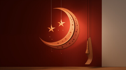  Hanging lanterns Islamic. red background