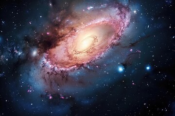 Swirling galaxy viewed through a telescope