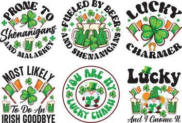 Happy ST. Patrick's Day SVG Typography bundle t-shirt design.