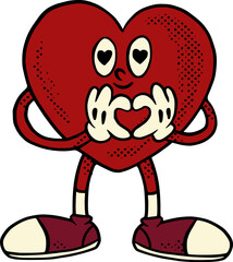 I Love You, Heart Retro Mascot Illustration