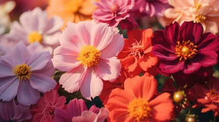 color gradients in a blooming flower garden