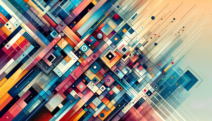 Dynamic Geometric Abstract: Colorful Background with Modern Art Composition. AI Generative.