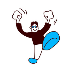 喜ぶ眼鏡の男性