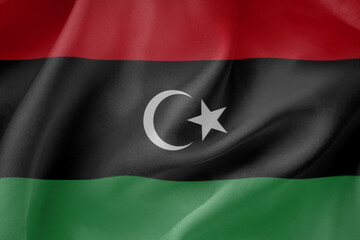 libya  waving flag close up fabric texture background